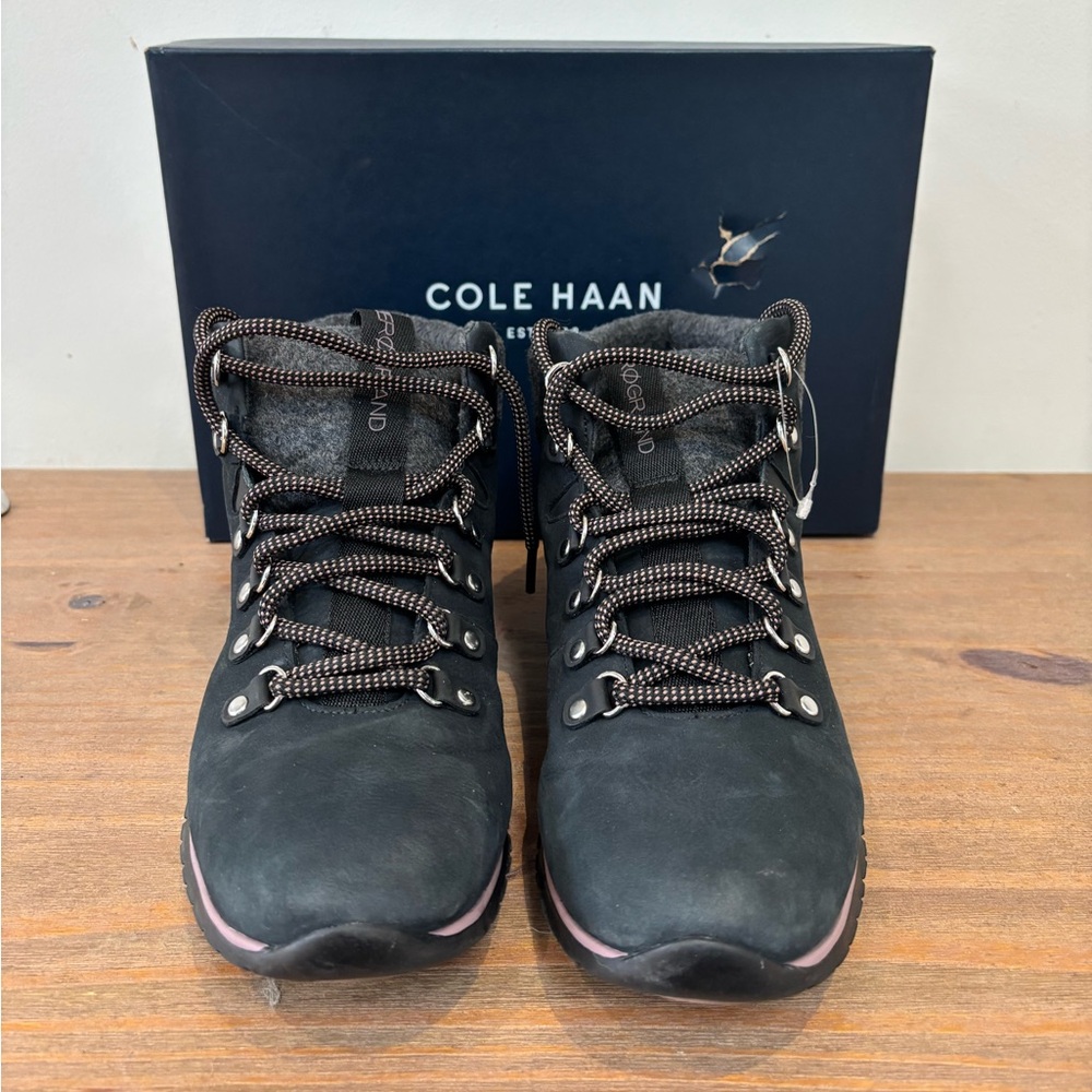 Cole Haan Black Lace Up Boots - Picture 3 of 8